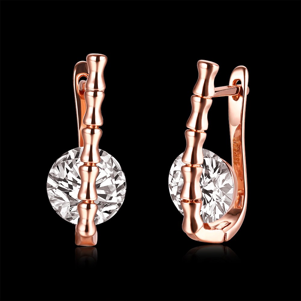 YELLOW CHIMES Crystal 18K Rose Gold Pated Swiss AAA Zircons Designer Earrings for Women