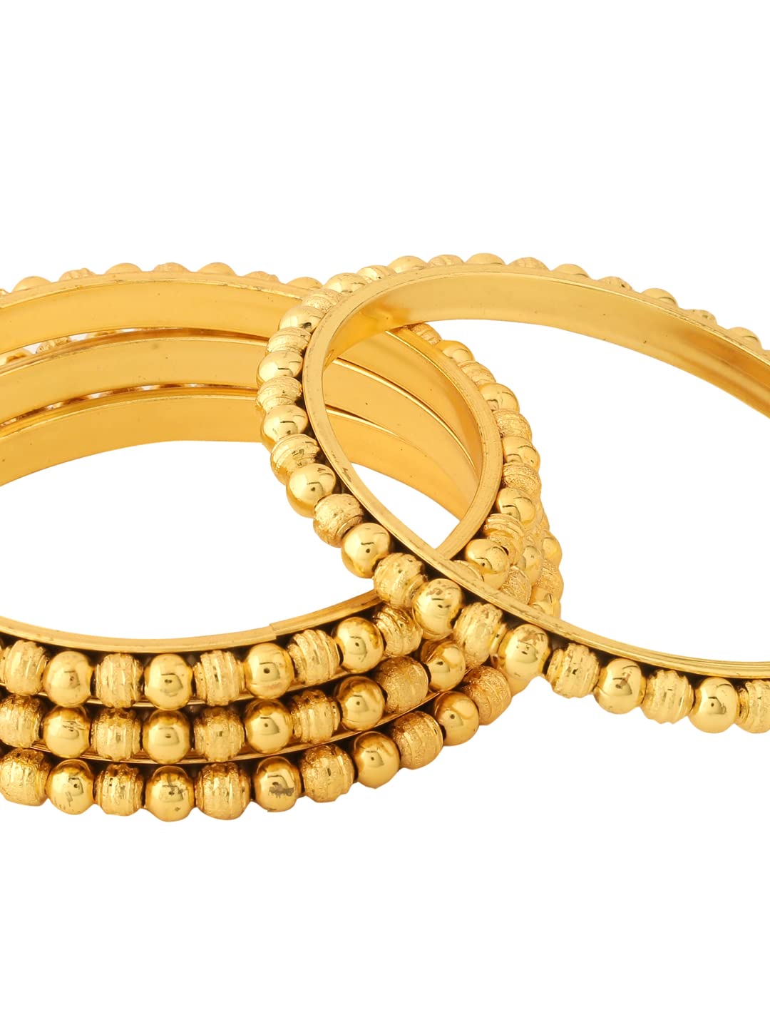 Yellow Chimes Bangles for Women Gold Toned Beads Designed Set of 4 Pcs Traditional Bangles for Women and Girls