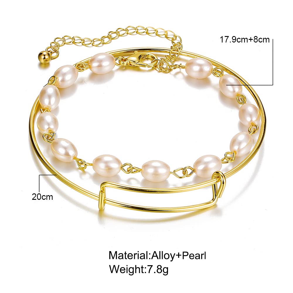 Yellow Chimes Bracelet For Women Gold Tone Pearl Beaded Multilayered Statement Bracelet For Women and Girls