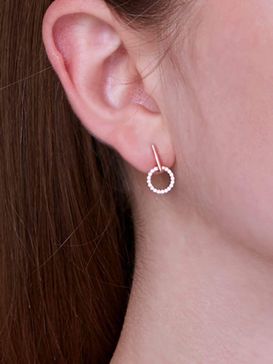 Rose gold circle deals stud earrings