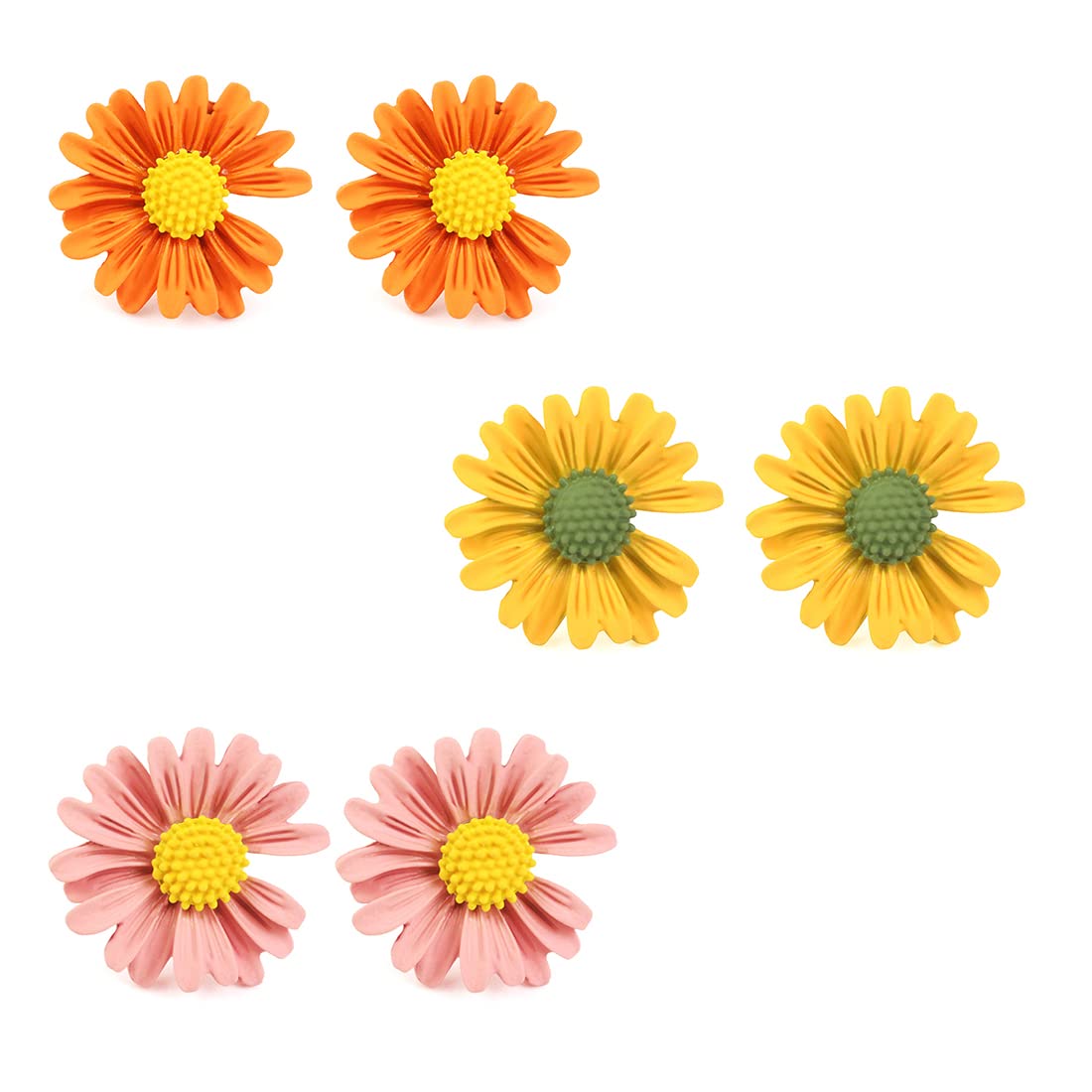 Kairangi Stud Earrings for Women Combo of 3 Pairs Multicolor Floral Stud Earrings fow Women and Girl's.