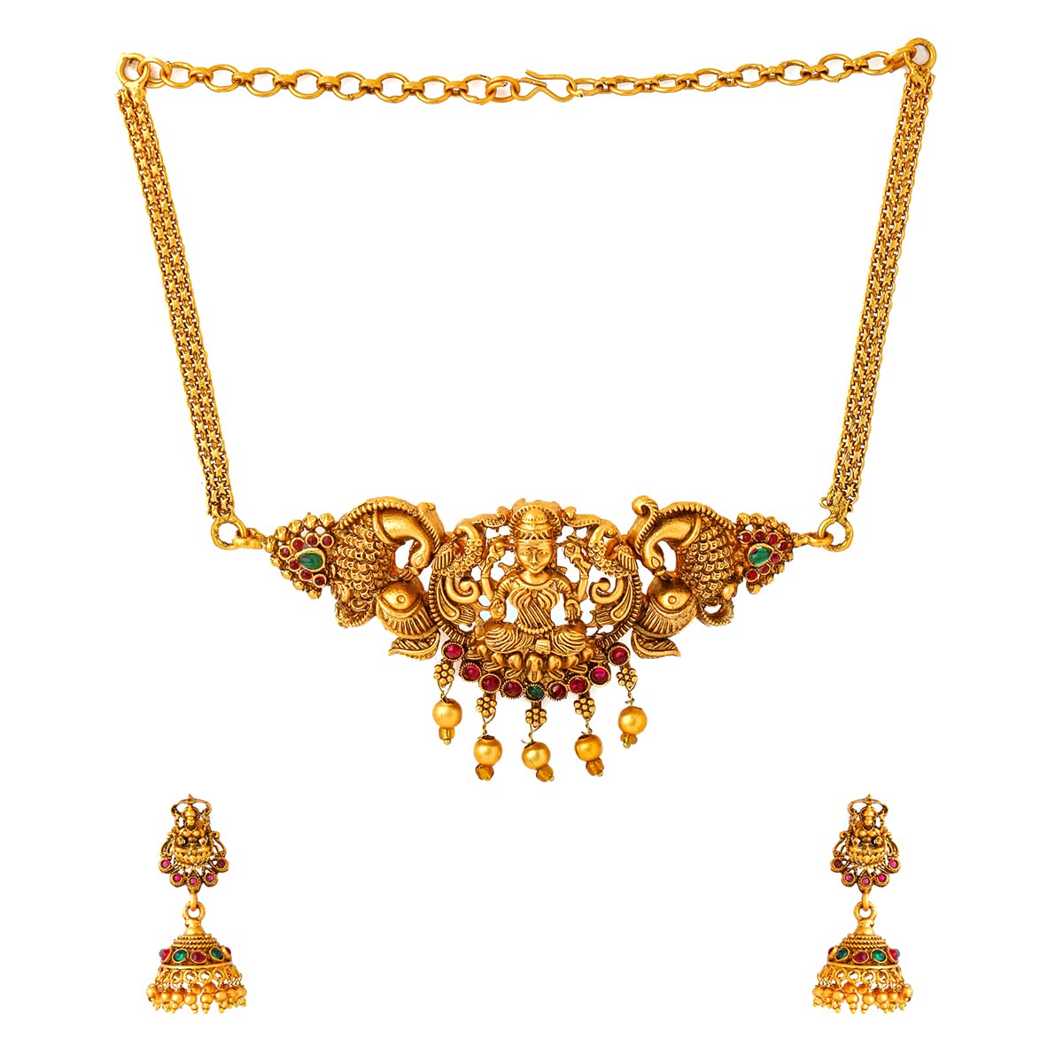 Yellow Chimes Temple Jewellery Set | Gold Plated Traditional Choker Necklace | Birthday / Anniversary Gift for Wife, girls and women