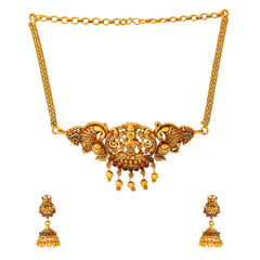 Yellow Chimes Jewellery Set for Women and Girls Temple Jewellery Set for Women | Gold Plated Traditional Choker Necklace Set | Birthday Gift for girls and women Anniversary Gift for Wife