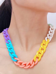 Yellow Chimes Necklace for Women and Girls Statement Chain Necklace for Women | Acrylic Multicolor Cuban Link Chain Necklace for Girls | Birthday Gift for girls and women Anniversary Gift for Wife