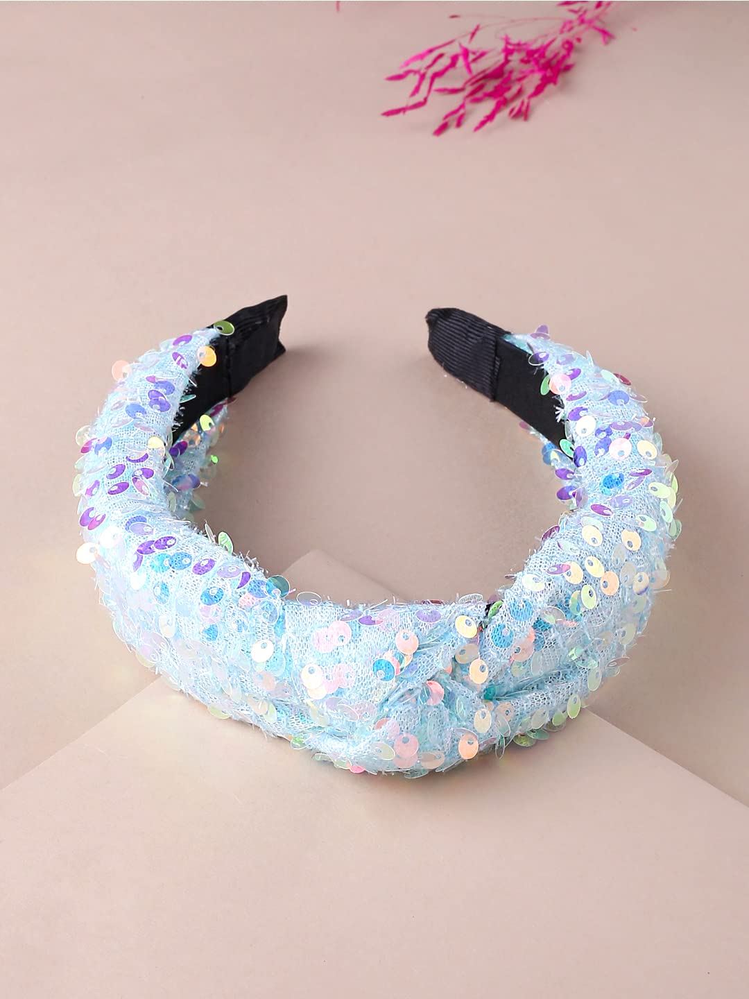 Yellow Chimes Hair Band for Women Girls Hair Accessories for Women Glitter Sparkly Headband for Women Knot Fabric Hair Band for Girls Multicolor Turban Headband Cross Knot Hair Bands Elastic Hair Accessories for Women