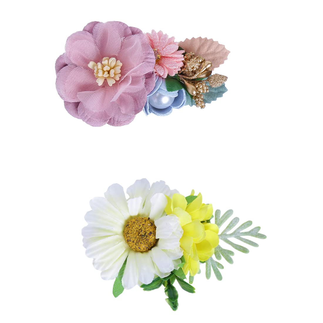 Melbees by Yellow Chimes Hair Clips for Girls Kids Hair Accessories for Girls Baby's Hair Clip Cute 2 PCS Multicolor Floral Alligator Hair Clips For Hair Alligator Clips for Girls Kids Teens Toddlers