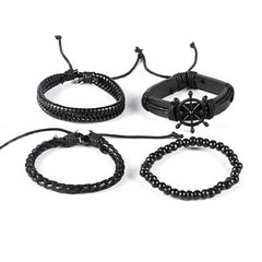 Kairangi Bracelets for Men and Boys Leather Bracelet Set for Men Multi Layered Leather Wrap Wrist Bracelet | Birthday Gift for Men & Boys Anniversary Gift for Husband (Design 14)