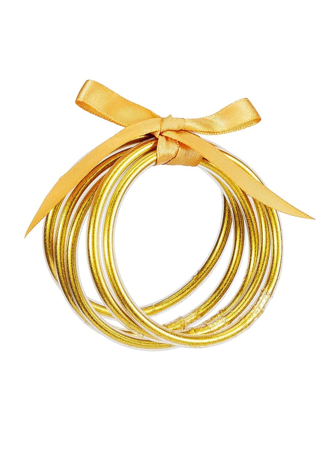 Yellow Chimes Glitter Bangles for Women Gold Glitter filled Jelly Silicone Bangles Set for Women and Girls