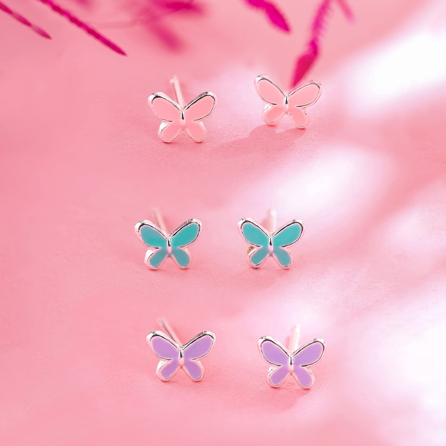 Raajsi by Yellow Chimes 925 Sterling Silver Stud Earrings for Girls & Kids Melbees Kids Collection Butterfly Design | Birthday Gift for Girls Kids | With Certificate of Authenticity & 6 Month Warranty