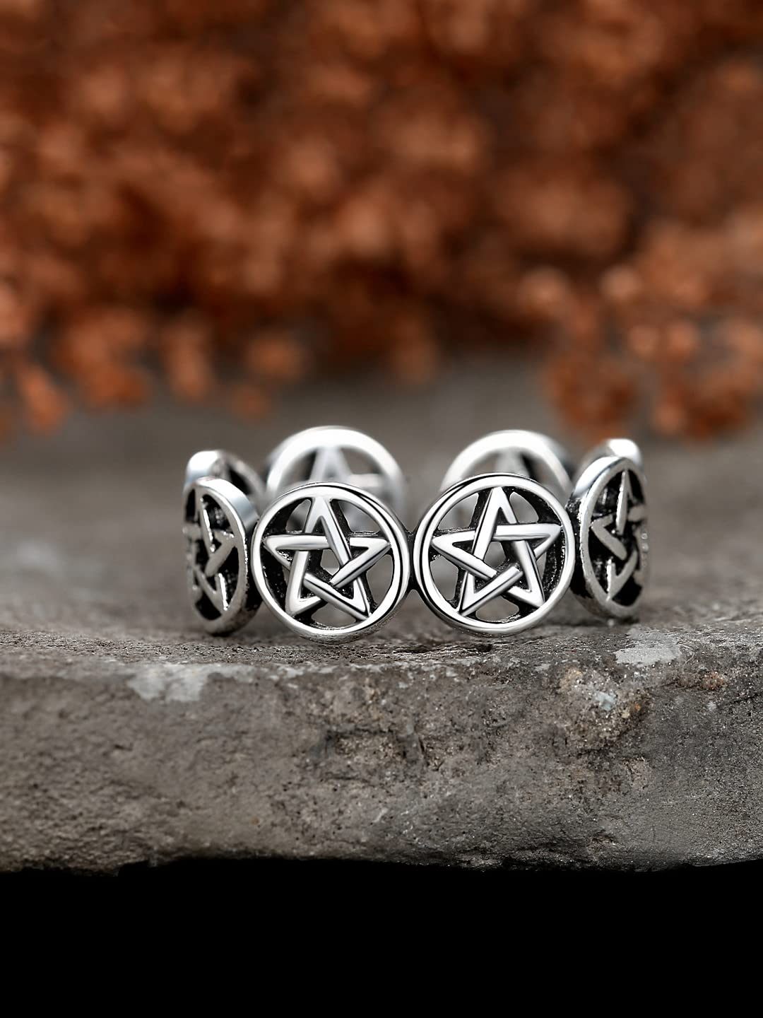 Yellow Chimes Rings for Women Silver Toned Star Symbol Ring Steel Adjustable Finger Ring for Men and Women.