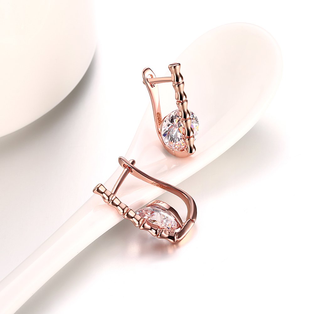 YELLOW CHIMES Crystal 18K Rose Gold Pated Swiss AAA Zircons Designer Earrings for Women