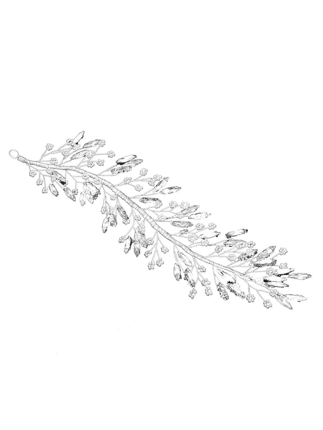 Yellow Chimes Bridal Hair Vine for Women and Girls Bridal Hair Accessories for Wedding Silver Headband Hair Accessories Wedding Jewellery for Women Crystal Bridal Wedding Head band Hair Vine for Girls Headpiece