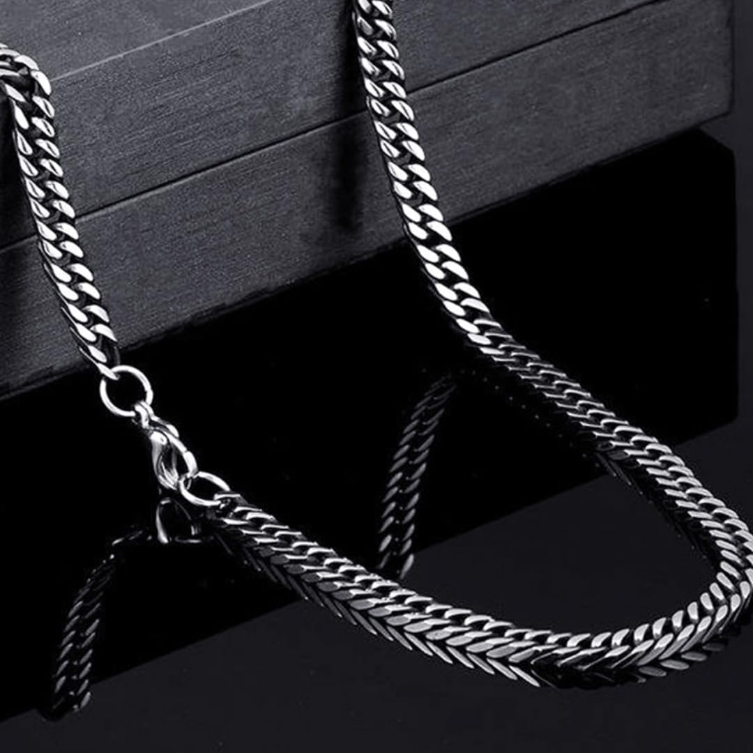 Yellow Chimes Chain for Men and Boys Silver Chain Neck Chain for Men | 2 Pcs Combo of Stainless Steel Chains for Men | Birthday Gift for Men and Boys Anniversary Gift for Husband