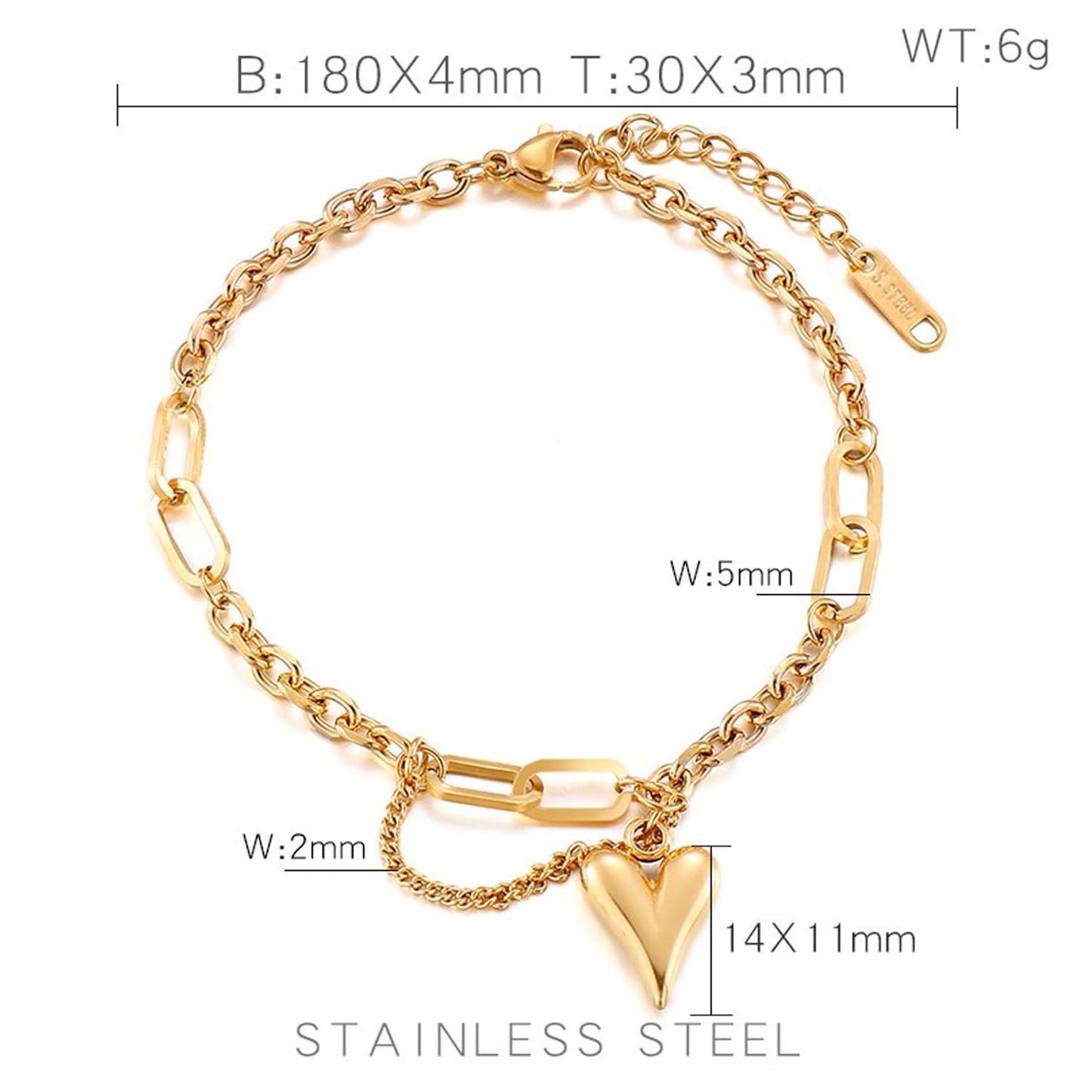 Yellow Chimes Bracelet for Women and Girls Golden Charm Bracelets for Women and Girls | Gold Plated Heart Charm Chain Bracelet | Birthday Gift For girls and women Anniversary Gift for Wife