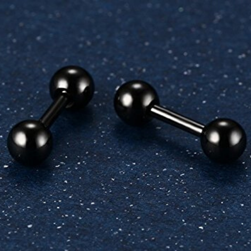 Dumbbells Fashion Stainless steel Blue Studs Earrings - Yellow Chimes