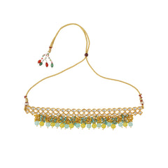 Yellow Chimes Jewellery Set for Women and Girls Kundan Necklace Set Gold Plated Kundan Studded Multicolor Beads Drop Choker Necklace Set | Birthday Gift for girls and women Anniversary Gift for Wife