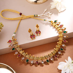 Yellow Chimes Jewellery Set for Women and Girls Crystal Jewellery Set for Women| Gold Plated Multicolor Crystal Choker Necklace Set | Birthday Gift for girls and women Anniversary Gift for Wife