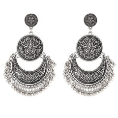 Kairangi Earrings for Women and Girls | Silver Oxidised Chandbali | German Silver Tribal Muse Collection | Chand Baliyan Earrings | Birthday Gift for Girls and Women Anniversary Gift for Wife