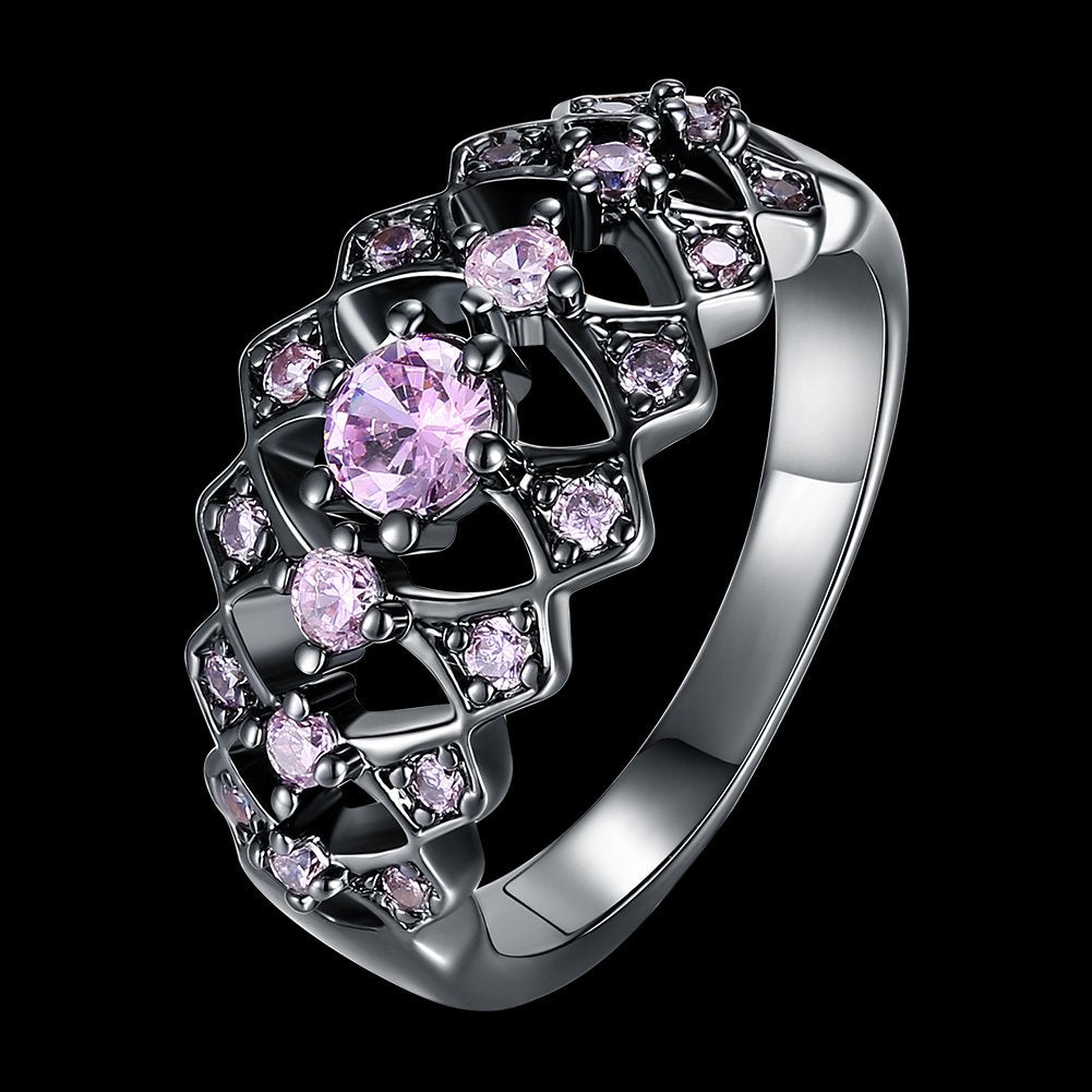 Yellow Chimes Rings for Women Black Gun Plated Purple Crystal Adjustable Rings for Women and Girls.