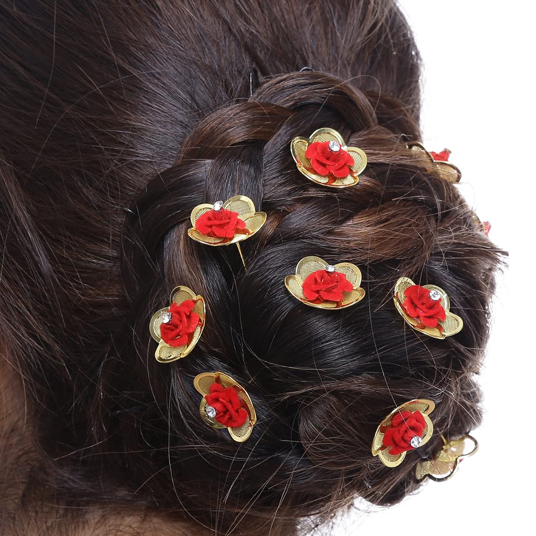 Yellow Chimes Juda Pin for Women Comb Pin Set of 12 Pcs Rose Juda Pins For Girls and Hair Comb Pin Bun Decoratie Pearl Comb Pin Hair Accessories.