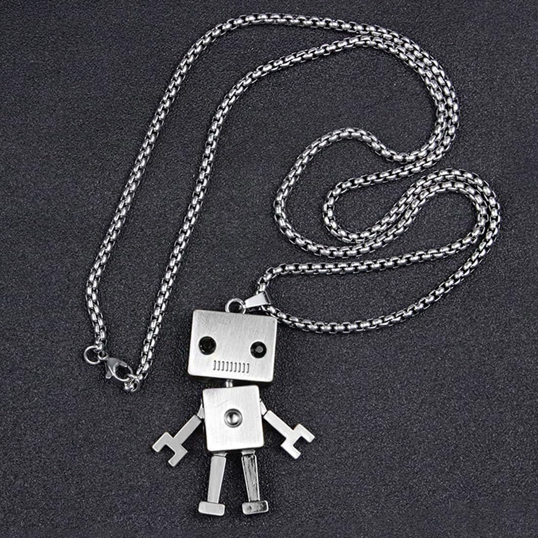 Yellow Chimes Chain Pendant for Girls Silver Chain Pendant 2 Pcs Combo of Stainless Steel Teddy Bear and Robo Designed Chain Pendant for Women and Girls