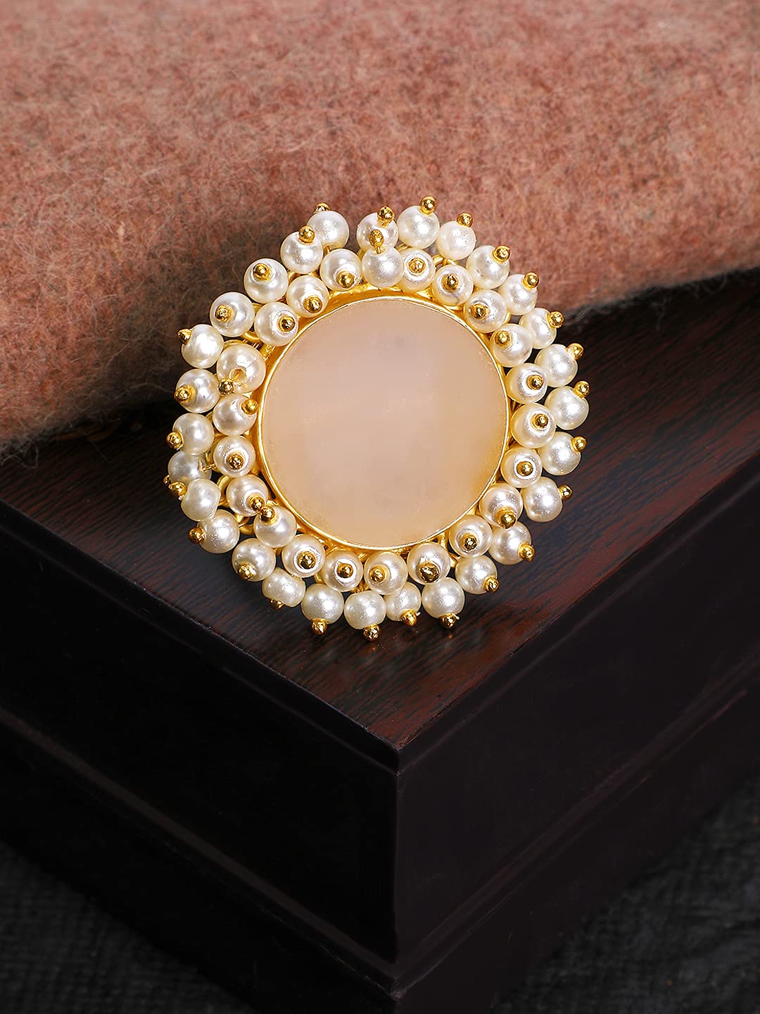Buy Shimmering Metal Gold Plated Pearl Ring For Men And Women Online In  India At Discounted Prices