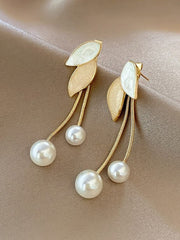 Yellow Chimes Earrings For Women Gold Tone Multicolor Leaf Designed Stone Pearl Dangler Earrings For Women and Girls