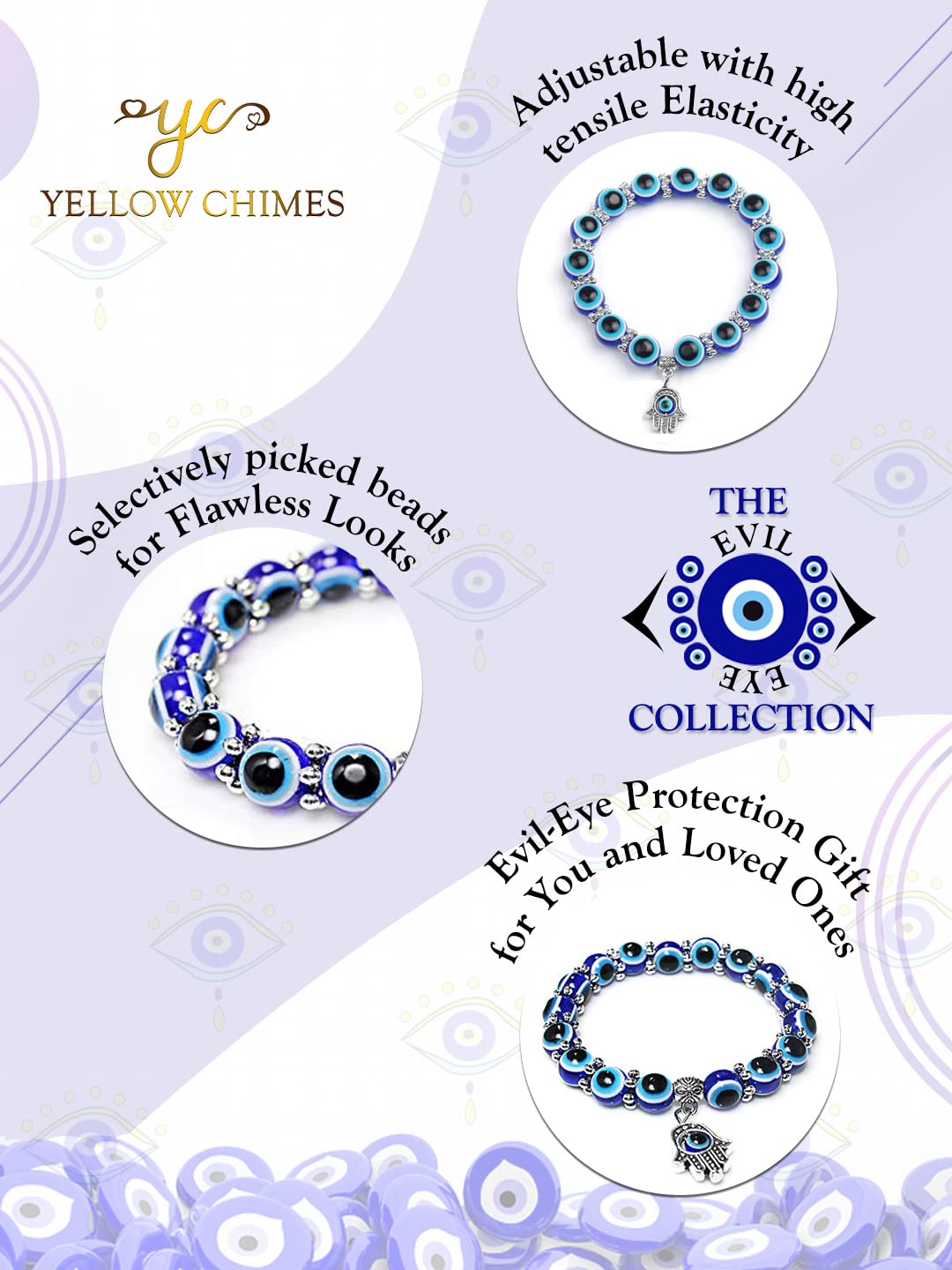 Yellow Chimes Bracelet for Women and Girls | Fashion Evil Eye Nazariya Style Bracelets for Women and Men | Accessories Jewellery for Women | Birthday Gift for Girls & Boys (Design 10)