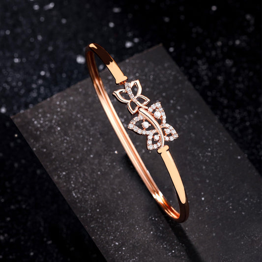 Yellow Chimes Bracelet for Women & Girls Fashion Cubic Zircon Bangle Bracelets Rosegold Plated Butterfly Bracelet | Birthday Gift For Girls & Women Anniversary Gift for Wife Valentine Gift for Girls