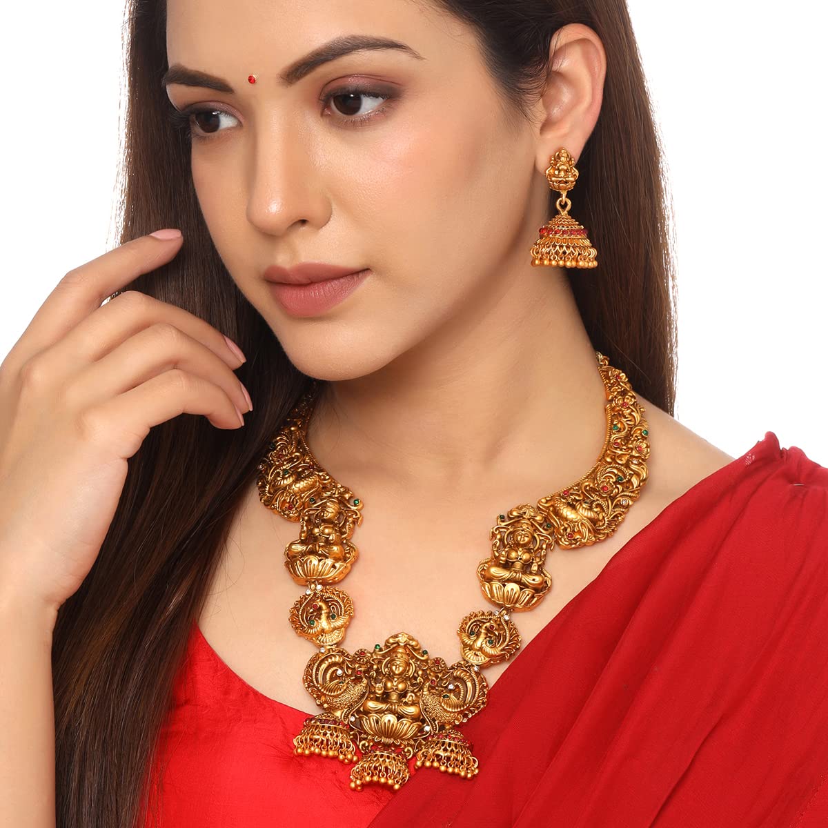 Yellow Chimes Jewellery Set for Women and Girls | Gold Plated Temple Jewellery Set Traditional | Accessories Jewellery for Women| Birthday Gift for girls and women Anniversary Gift for Wife