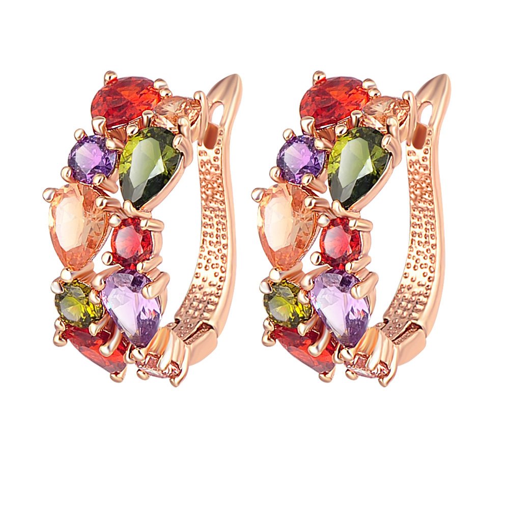 Yellow Chimes Sparkling Colors Flowerets Vine Swiss CZ Clip On Earrings for Women