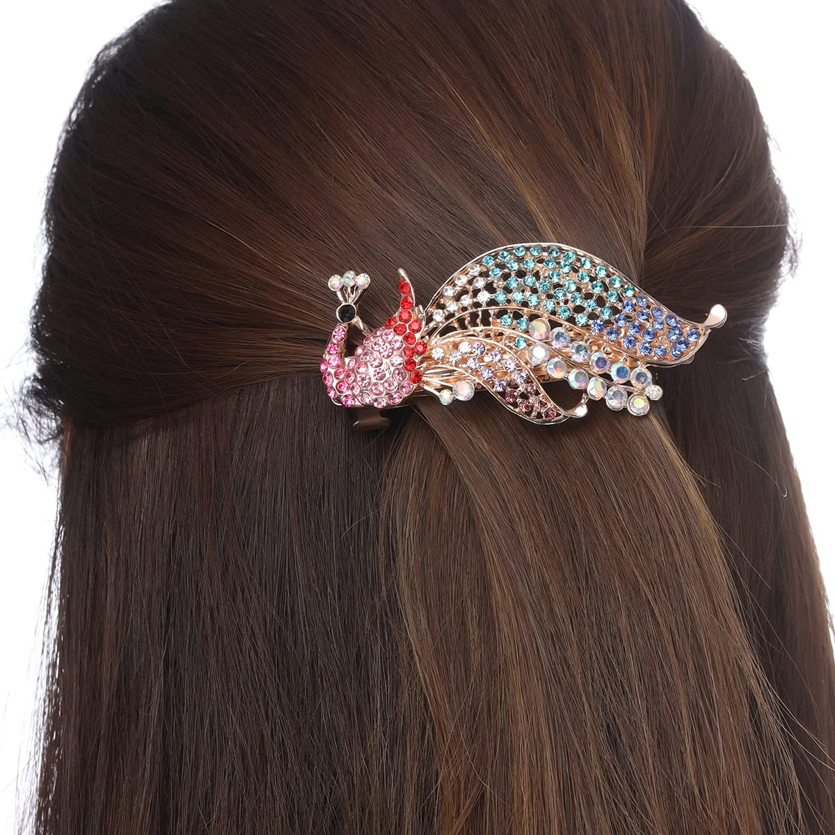 Yellow Chimes Hair Clips for Women Girls Barrette Hair Clips for Women Hair Accessories for Women Peacock Hair Clips for Women Multicolor Crystal French Barrette Hair Clips for Women and Girls Gift For Women & Girls