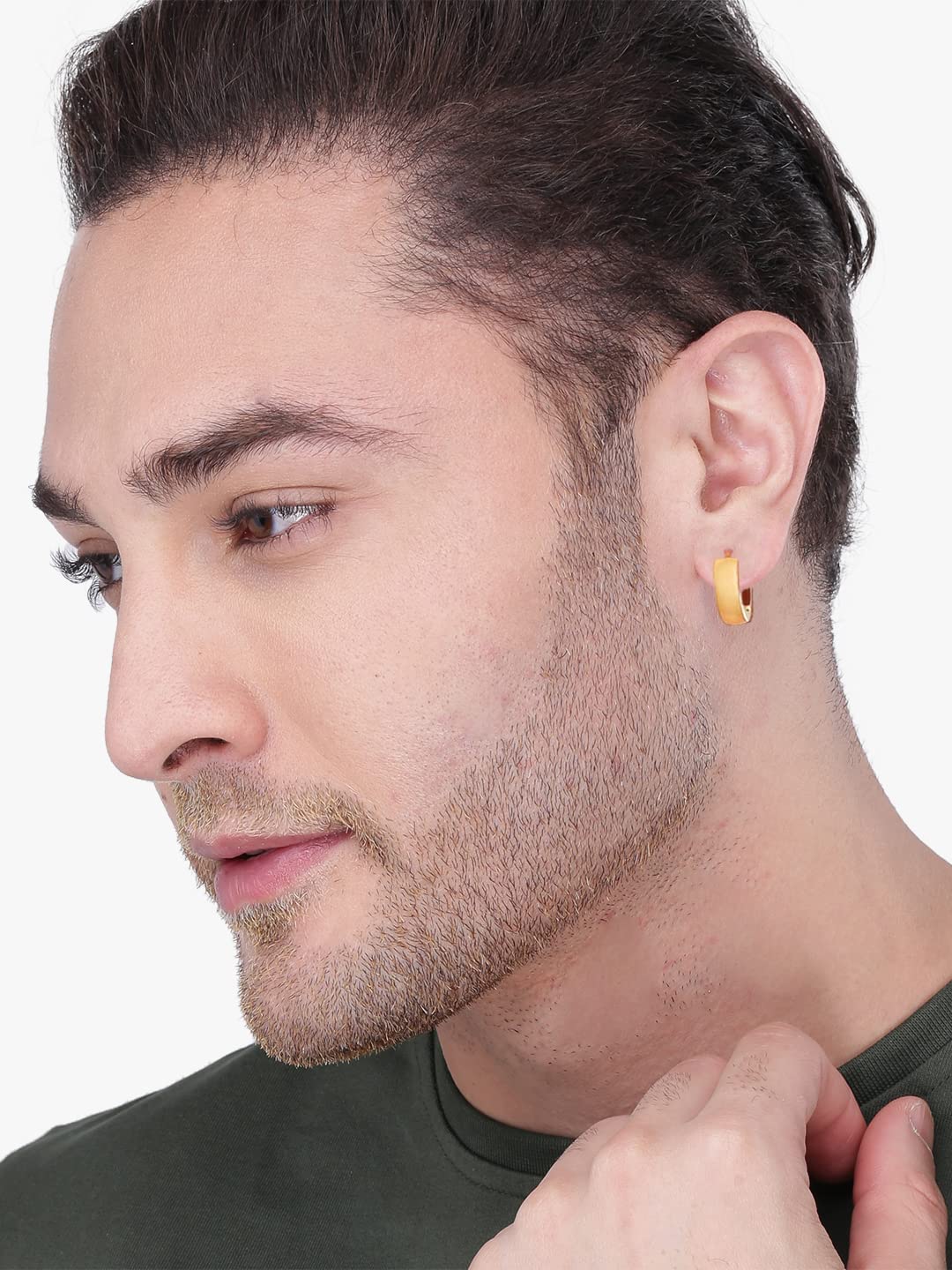 Mens gold stud earrings brushed 24K gold plated over 925 silver post  earrings  eBay  Mens gold stud earrings Stud earrings for men Silver  crystal earrings