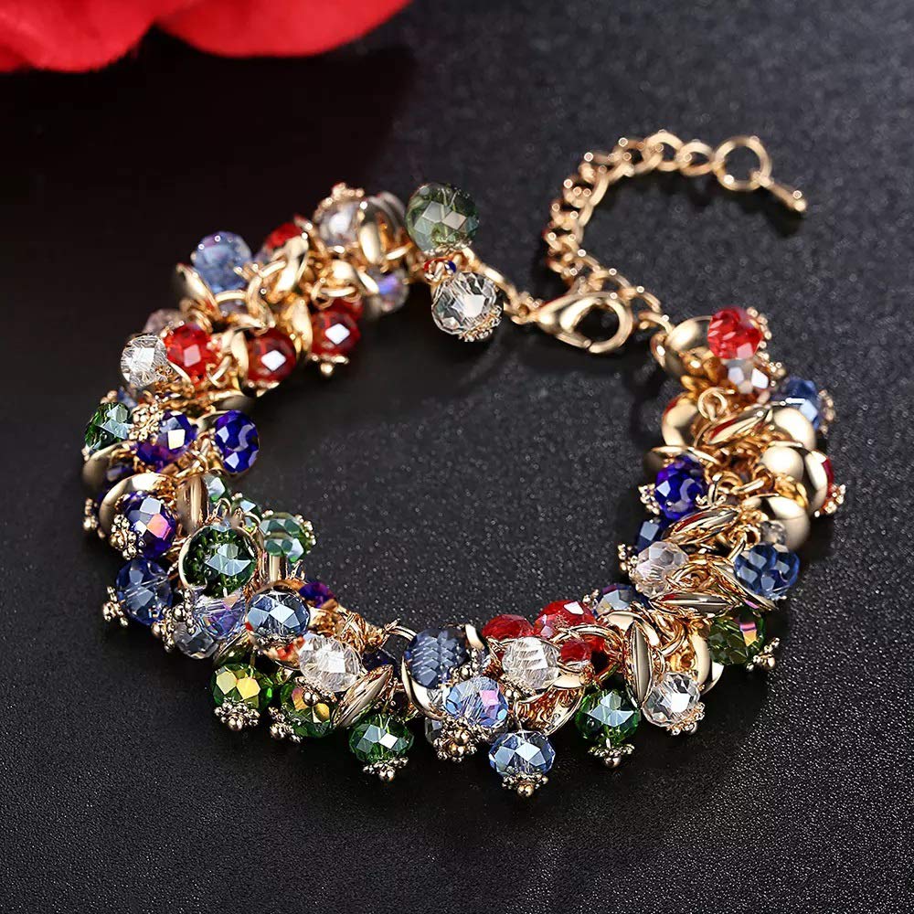 Yellow Chimes Stylish Double Strand Tennis Rhodium Plated Bracelet for Women and Girls (Multicolor)