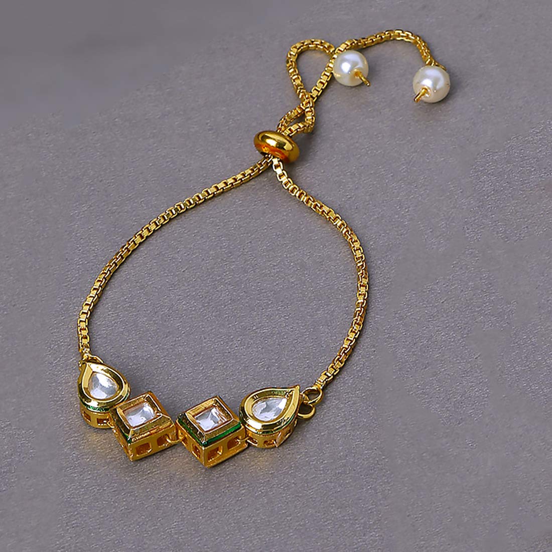 Kairangi Bracelet for Women Ethnic Gold Plated Handmade Studded Kundan Bracelet for Women and Girls