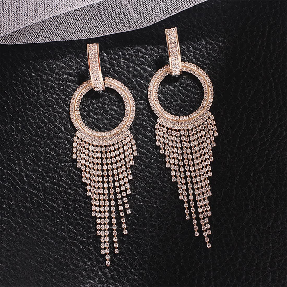 Yellow Chimes Elegant Latest Fashion Gold Plated Crystal Dangler Earrings for Women and Girls, Medium (YCFJER-604CRLDNG-GL)