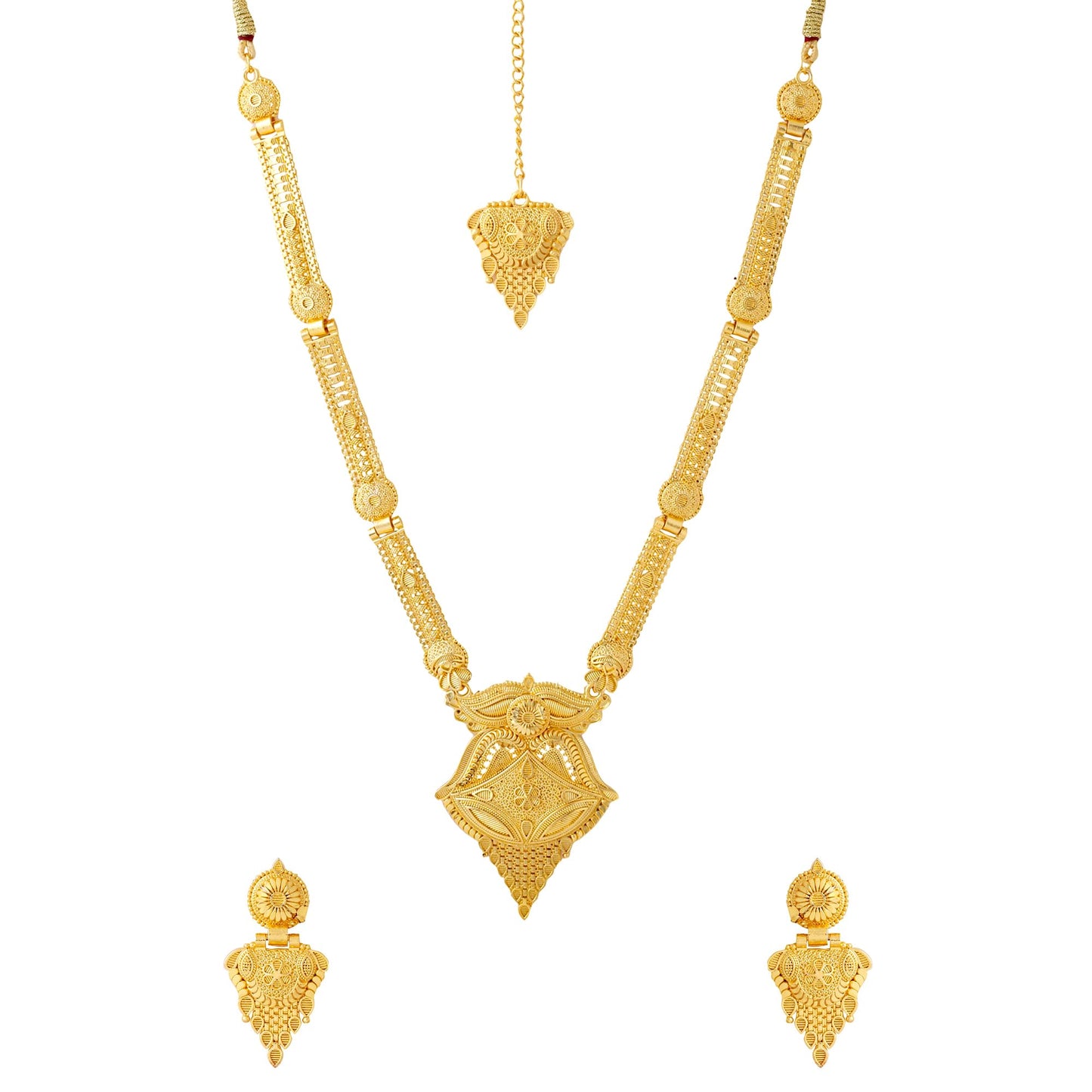 Yellow Chimes Jewellery Set for Women and Girls One Gram Gold Jewellery Set for Women Gold Plated Necklace Set Long Haram Jewellery Set | Birthday Gift for Girls & Women Anniversary Gift for Wife