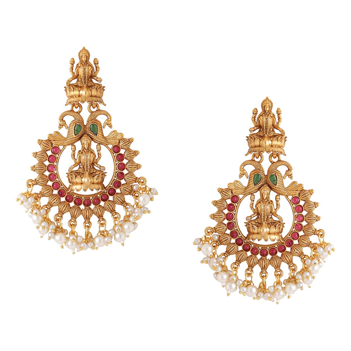 Kairangi Earrings for Women and Girls Traditional Chandbali Earrings Gold Plated | Beads Drop Temple Earrings | Birthday Gift for girls and women Anniversary Gift for Wife (Style 5)