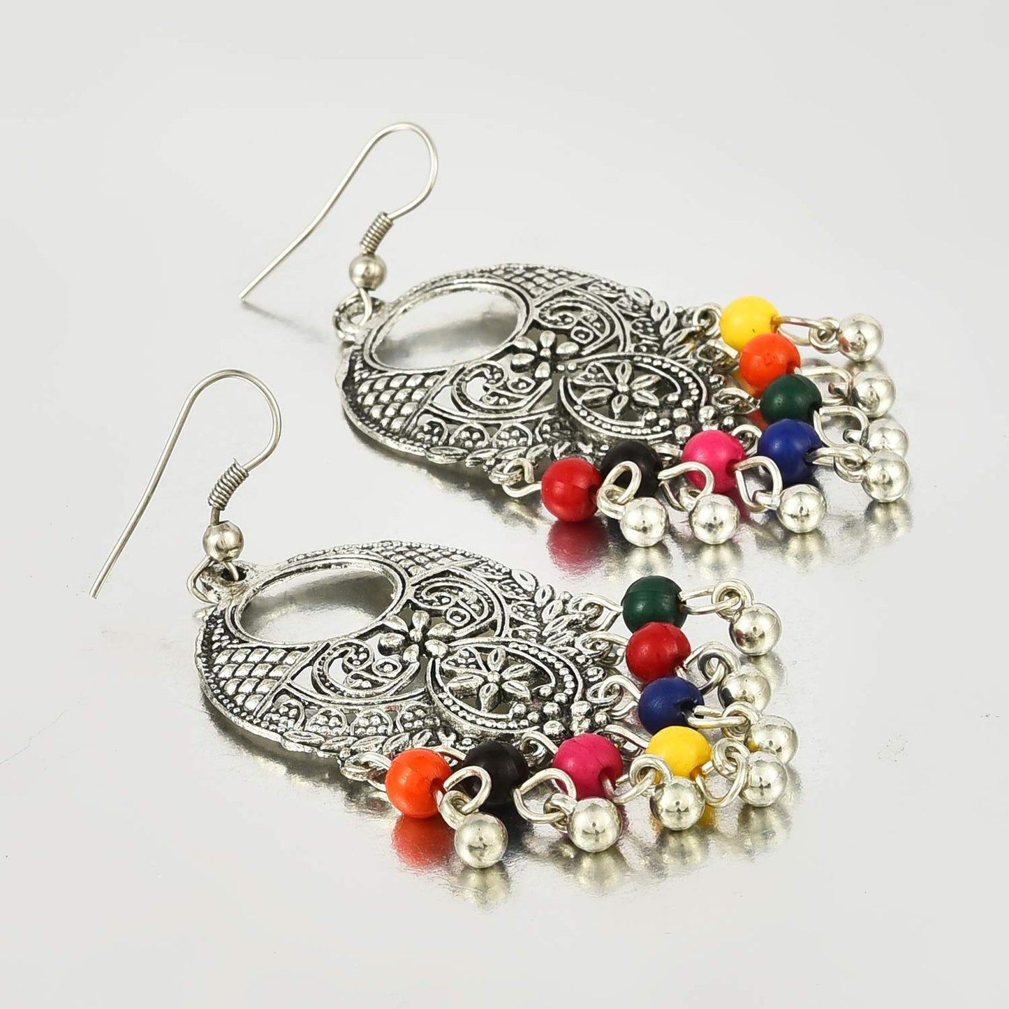 Kairangi Oxidised Earrings for Women Oxidized Silver Combo of 2 Pairs Chandbali Traditional Jhumka Earrings for Women and Girls