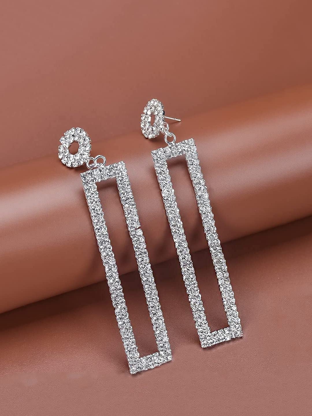 Kairangi Earrings For Women Silver Toned Crystal Studded Dangler Earrings For Women and Girls