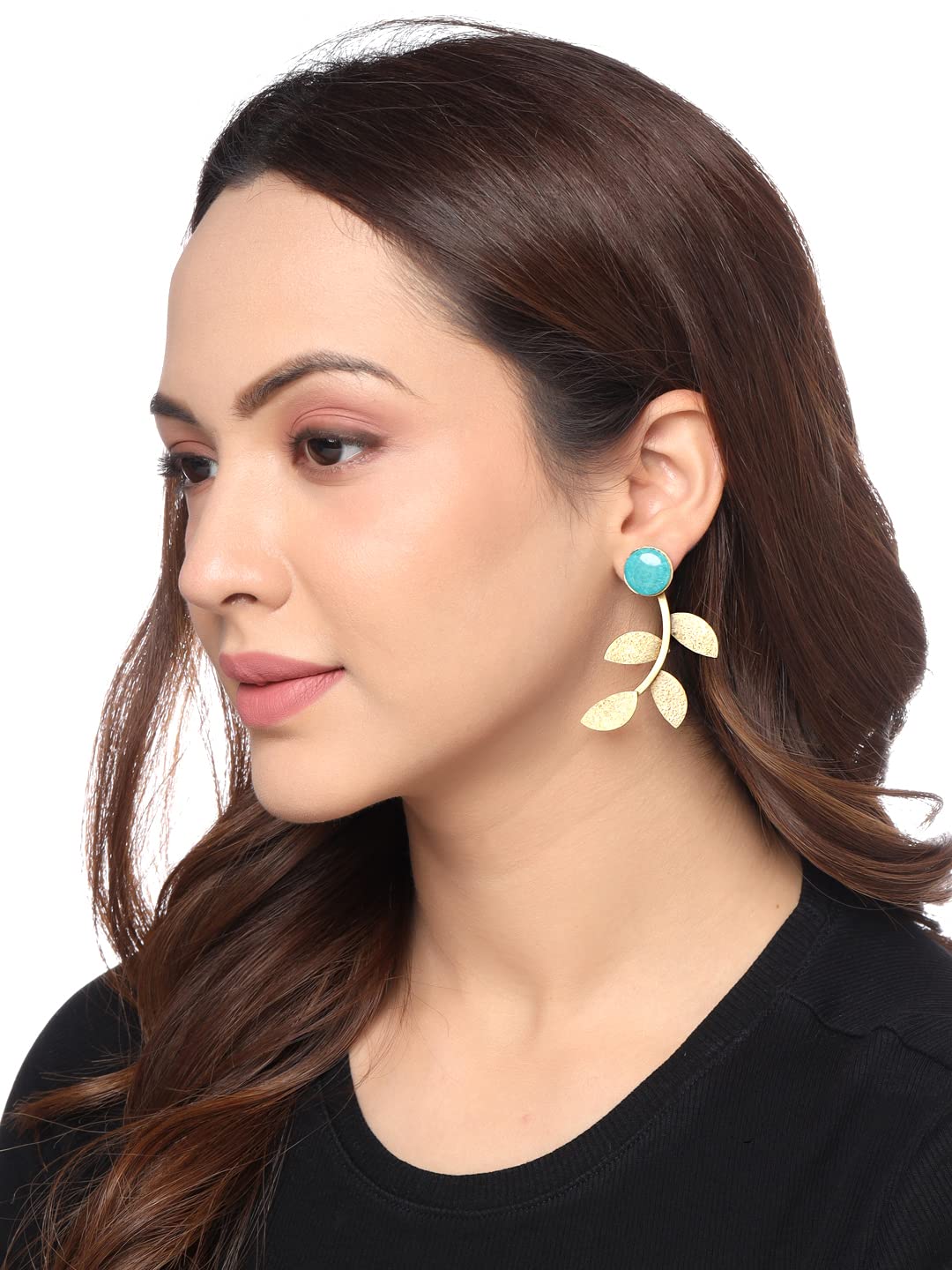 Yellow Chimes Earrings for Women and Girls | Blue Drop Earring | Gold Plated Drop | Blue Stud Leaflet Designed Western | Accessories Jewellery for Women | Birthday Gift for Girls and Women Anniversary Gift for Wife