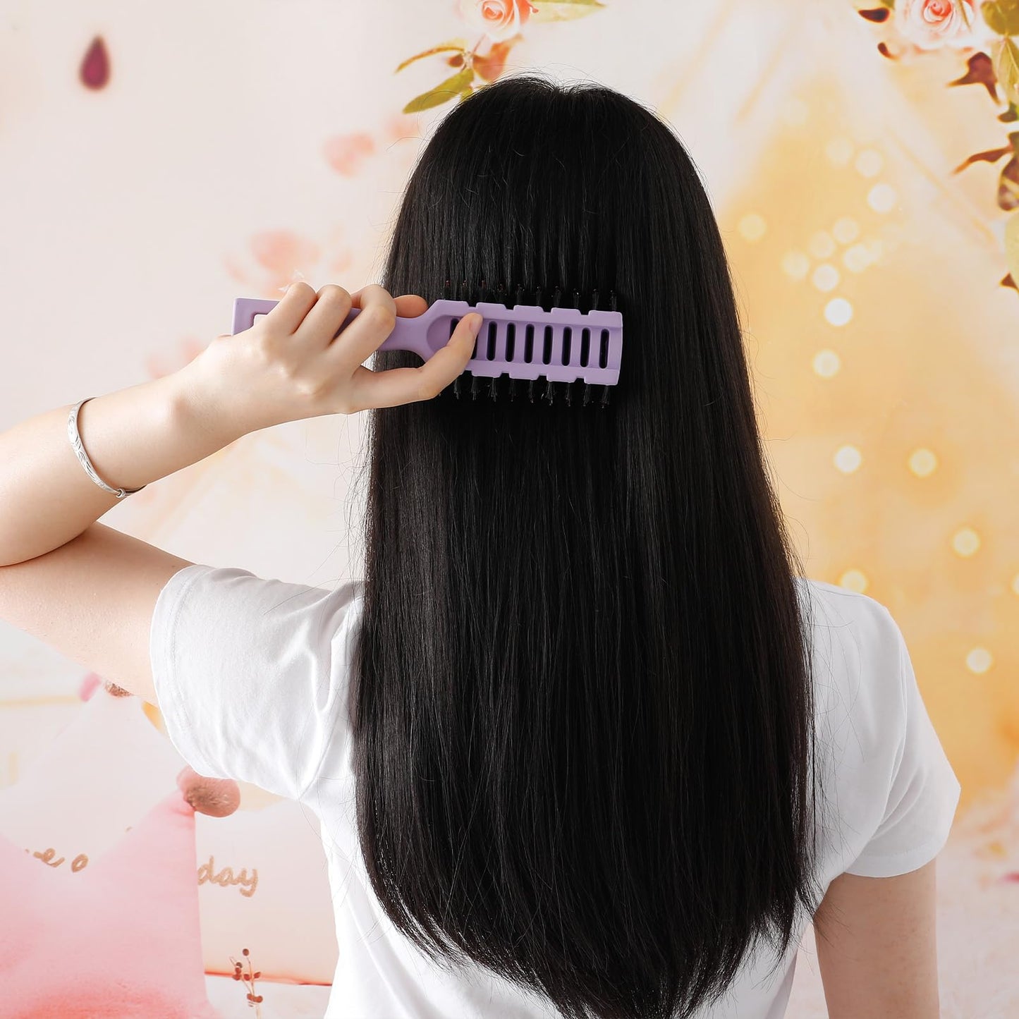 Yellow Chimes Round Vented Hair Brush for Quick Drying & Pain Free Detangling | Smoothens | Stylish design | Flexible Nylon Bristles | Suitable for All Hair Types