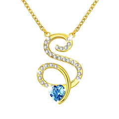 Yellow Chimes Crystals from Swarovski 22K Gold Plated Heart Crystal S Alphabet Pendant for Women and Girls
