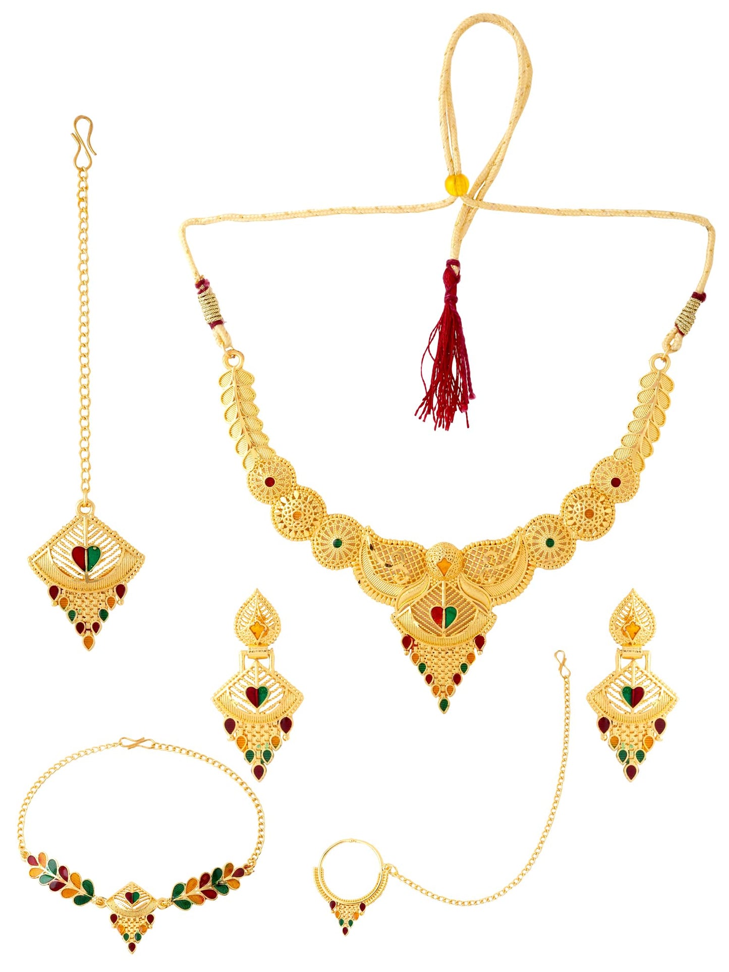 Yellow Chimes Jewellery Set for Women and Girls One Gram Gold Jewellery Set for Women | Gold Plated Bridal Choker Necklace Set | Birthday Gift for Girls & Women Anniversary Gift for Wife