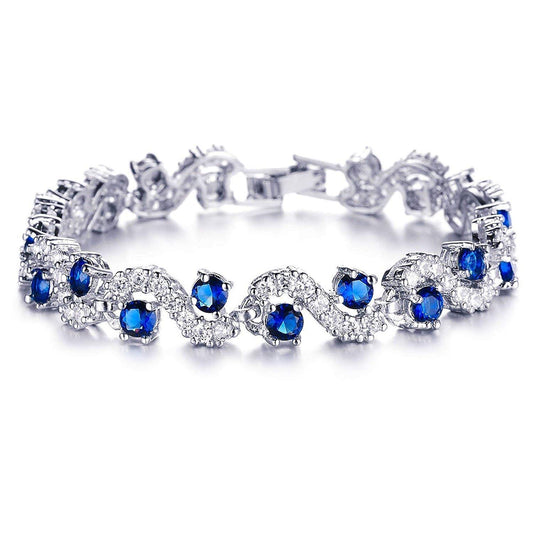 Yellow Chimes Rich Royal Blue Crystal High Grade Sterling-Silver Designer Bracelet for Women