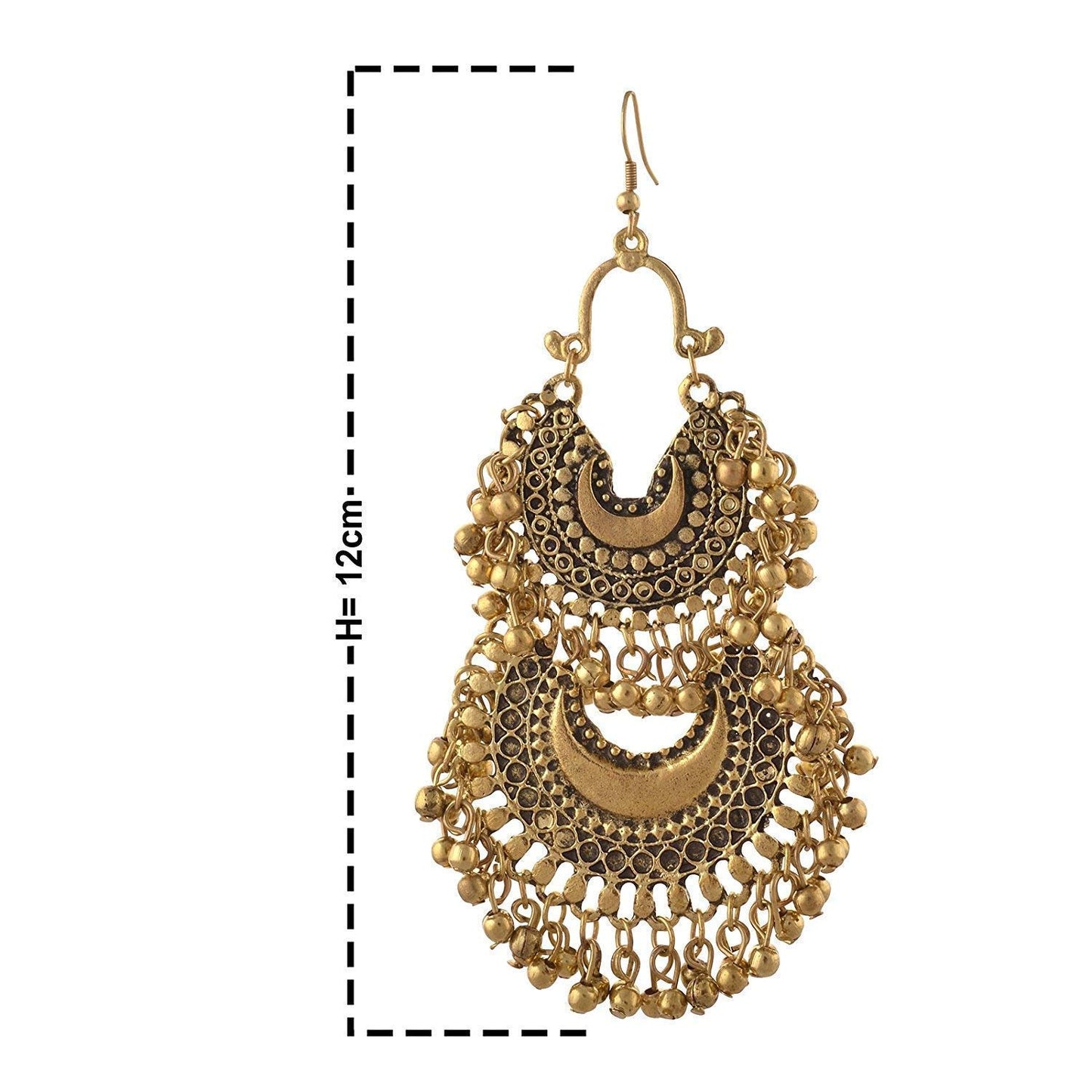 Yellow Chimes Chandbali Earrings for Women Silver Oxidised Chand bali Combo of 4 Pairs Afghani Style Traditional Jhumka Earrings for Women and Girls.