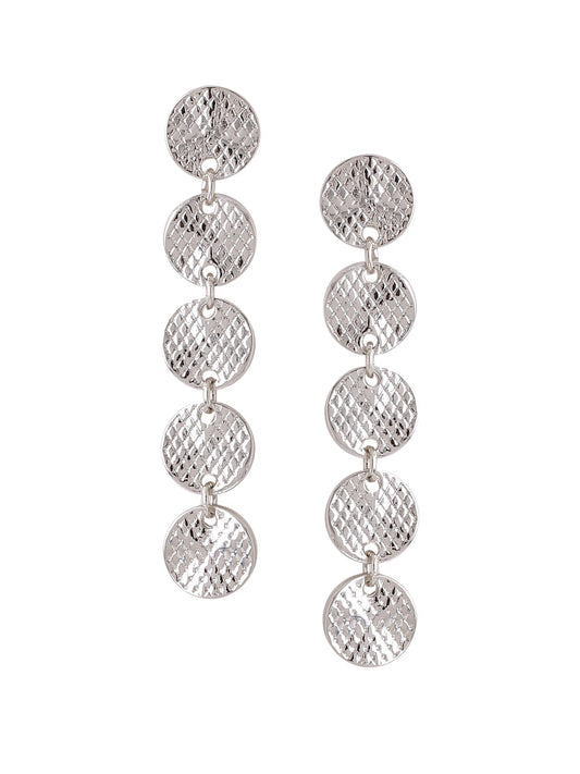 Yellow Chimes Earrings for Women and Girls Coin Dangler | Silver Toned Coin Designed Long Danglers Earrings | Birthday Gift for girls and women Anniversary Gift for Wife