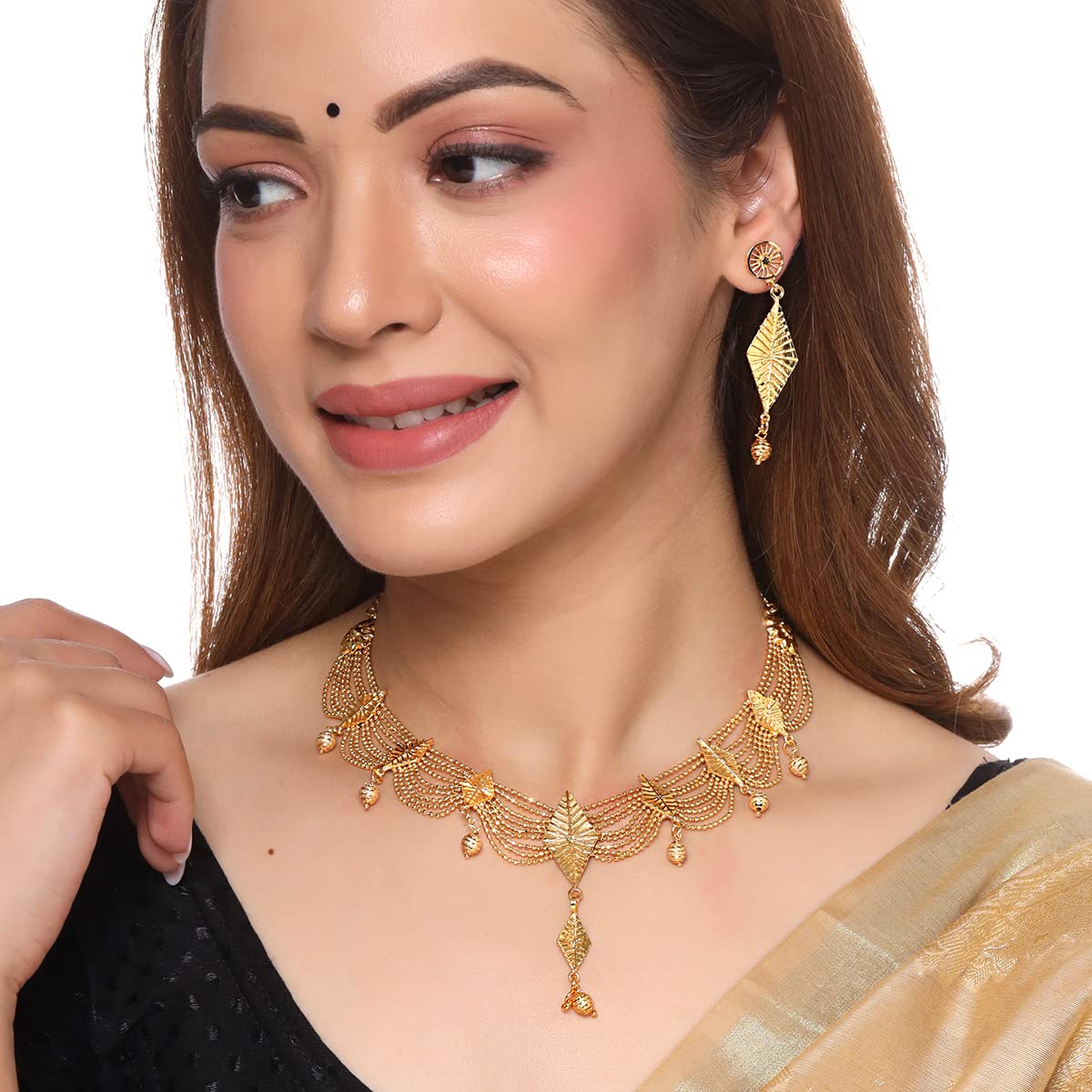 Yellow Chimes Jewellery Set for Women and Girls Gold Jewellery Set for Women | Gold Plated Necklace Set | Mutilayer Jewellery Set | Birthday Gift for girls and women Anniversary Gift for Wife