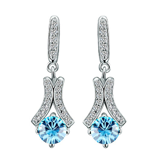 YELLOW CHIMES Swarovski Elements Blue Crystal Designer Earrings for Women and Girls