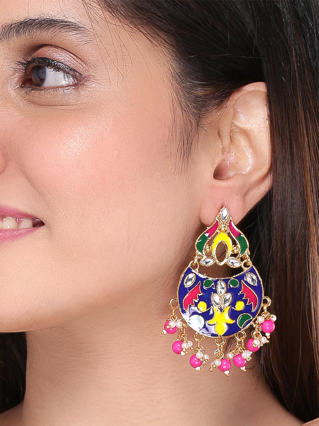 Kairangi Chandbali Earrings for Women Combo 2 Pairs Multicolor Meenakari Chandbali Earrings for Women and Girls